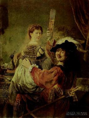 伦勃朗和莎斯姬亚一起的自画像