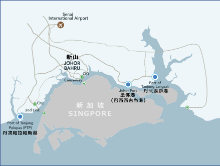 柔佛三港口位置图