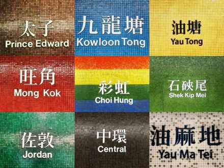 港铁多彩站名墙 港铁多彩站名墙