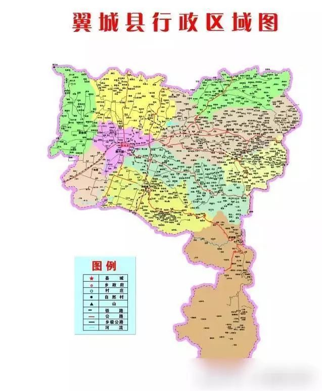 翼城县行政区域图 翼城县行政区域图