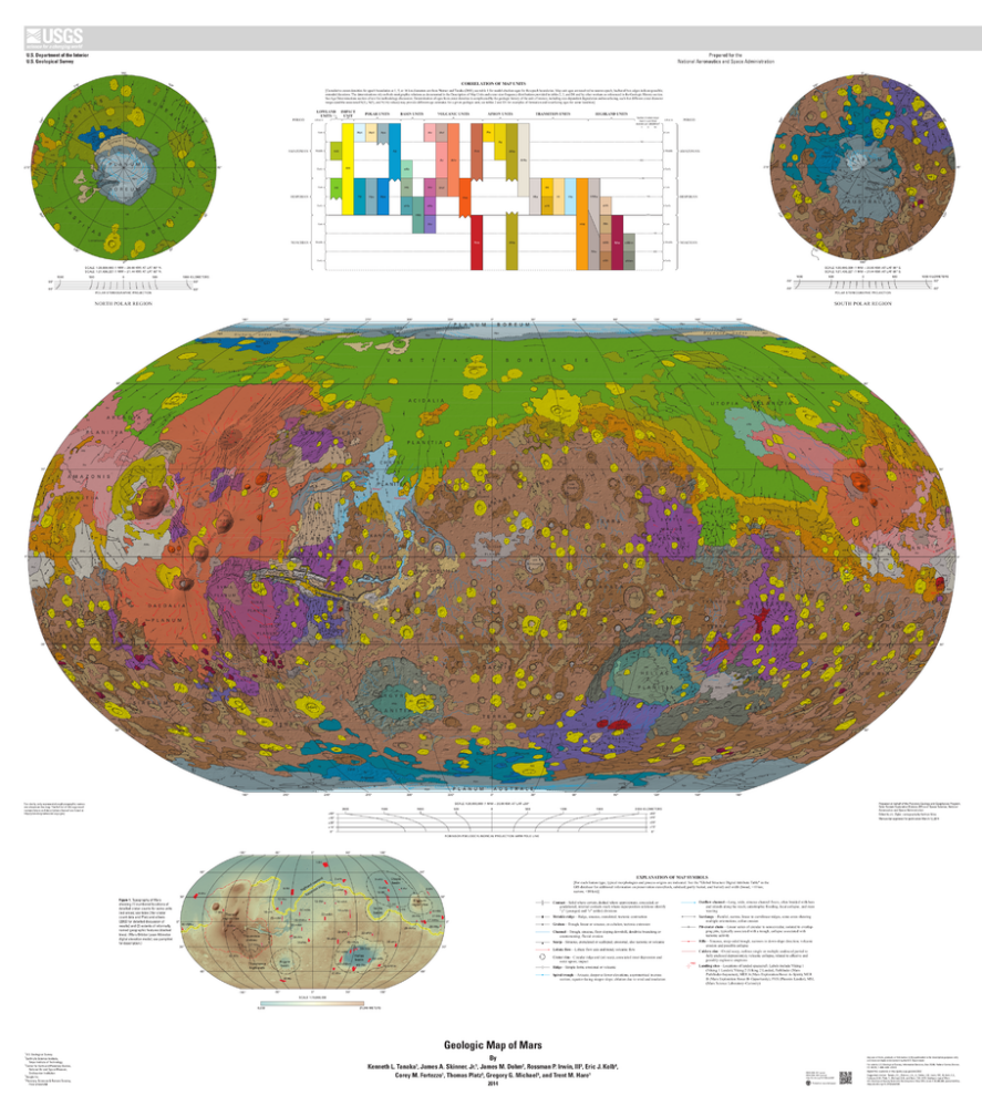 美国地质调查局绘制的火星地质地图