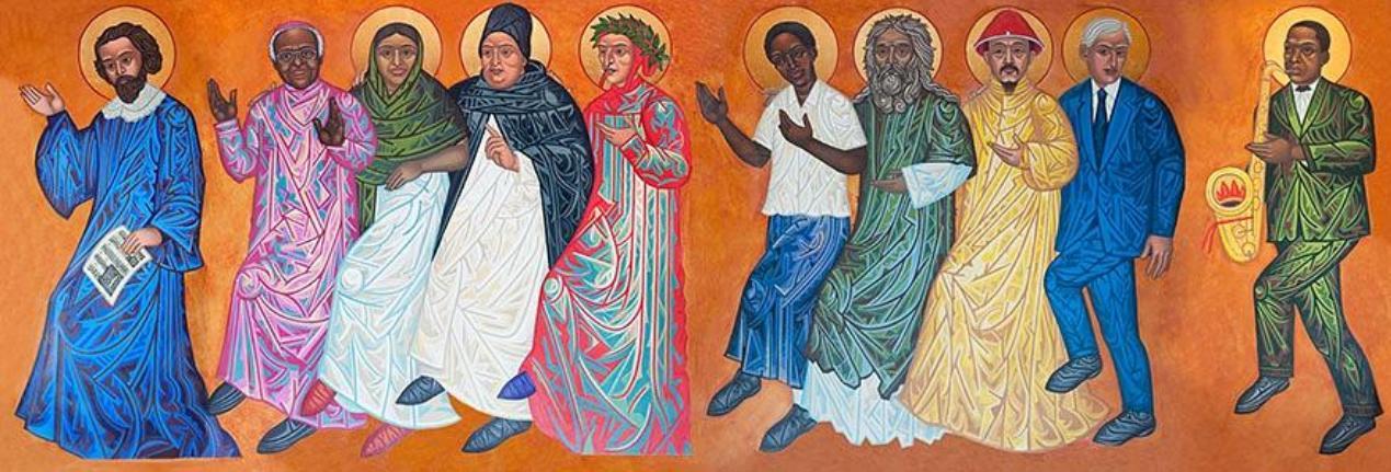 美国圣人群体像中的康熙（右三）