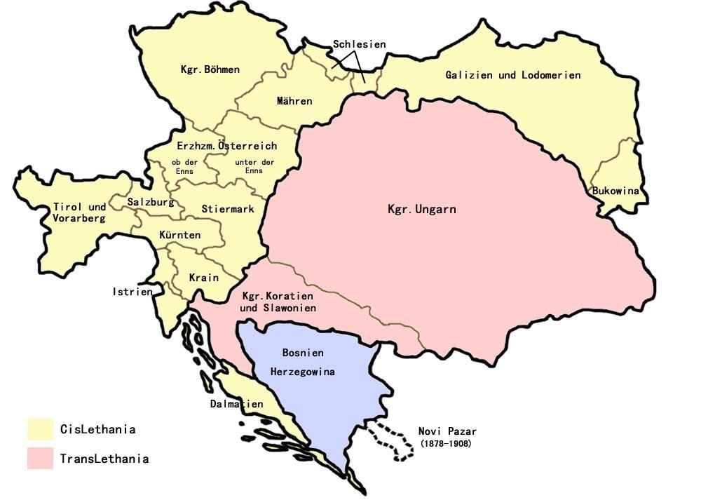 奥匈帝国版图，匈牙利就占了1/3以上