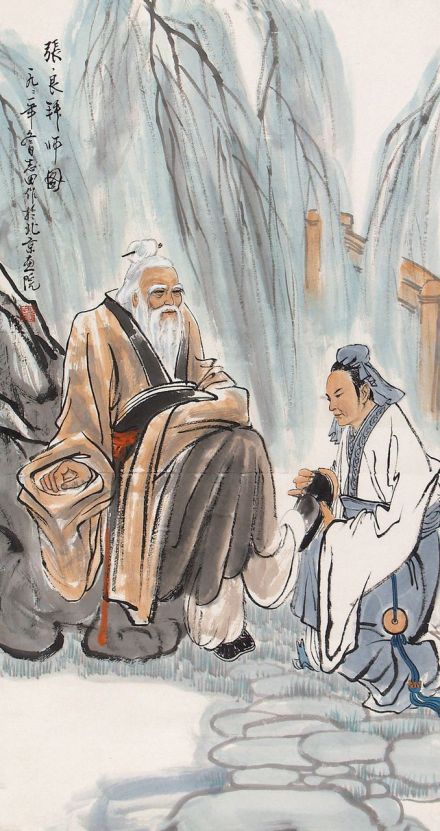 张良拜师图 张良拜师图