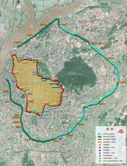 南京明城墙四重城垣环套格局 南京明城墙四重城垣环套格局
