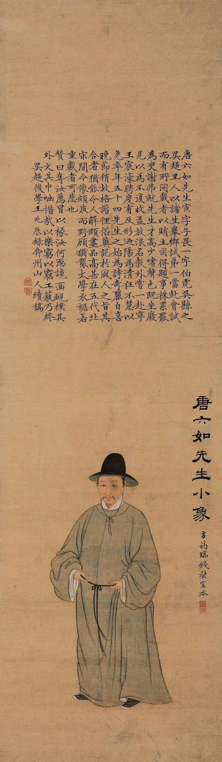 清·方筠临明·钱谷《唐六如先生小像》 清·方筠临明·钱谷《唐六如先生小像》