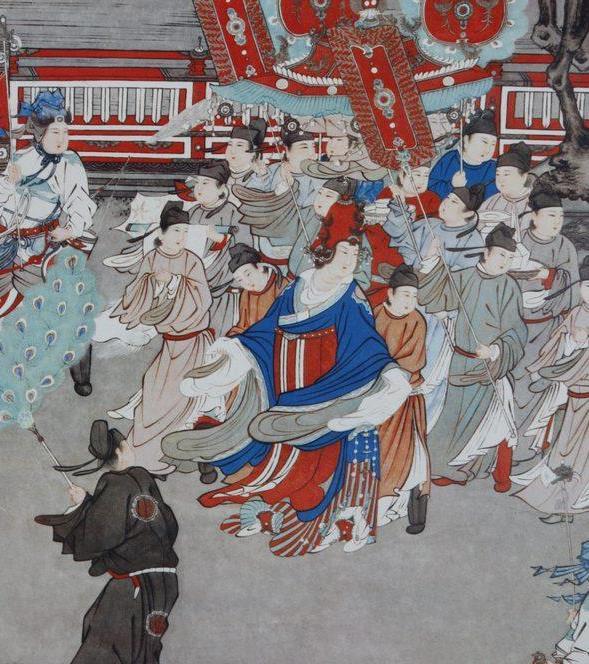 今人临摹，唐张萱《武后行从图》（年代、作者有争议）