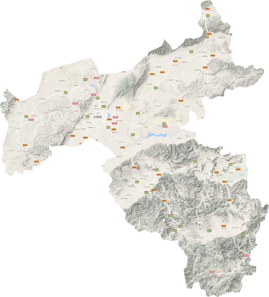 大同市地形图高清版大图