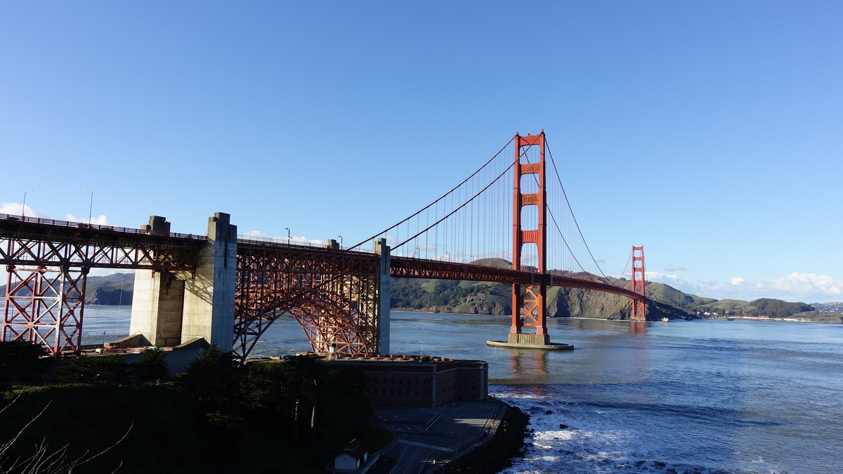 金门大桥主桥为双塔悬索桥