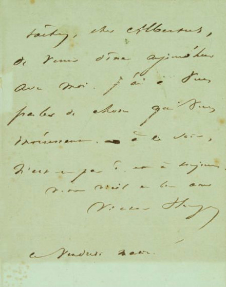 1841年雨果致诗人戈蒂耶亲笔信。 1841年雨果致诗人戈蒂耶亲笔信。