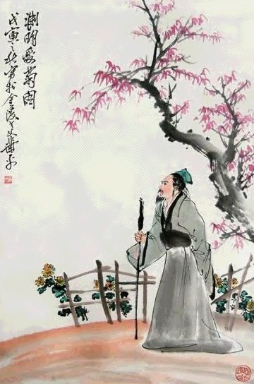 陶渊明爱菊图
陶渊明爱菊图