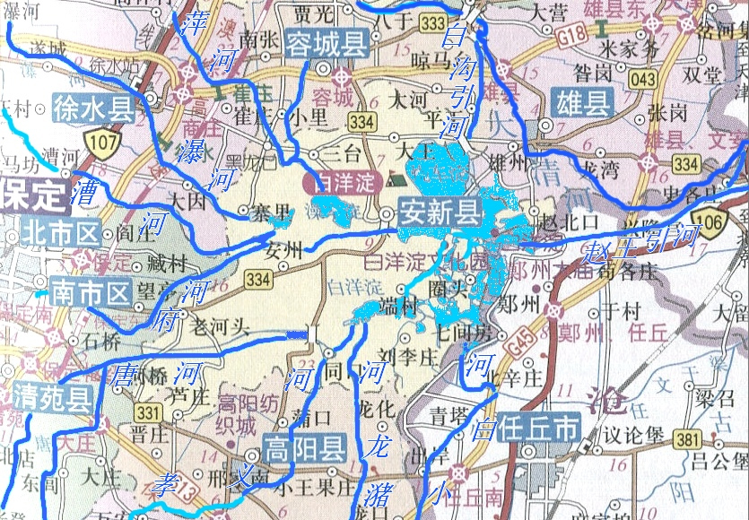 白洋淀水系分布示意图