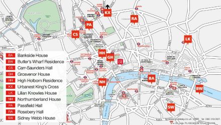 伦敦政治经济学院宿舍分布图 伦敦政治经济学院宿舍分布图