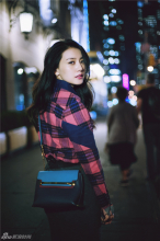 高圆圆纽约夜景街拍