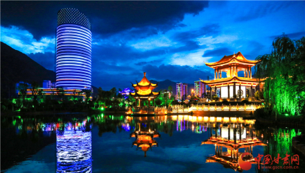 陇南市江南公园夜景 陇南市江南公园夜景