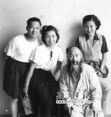 黄苗子与张大千、郁风、吕恩 黄苗子与张大千、郁风、吕恩