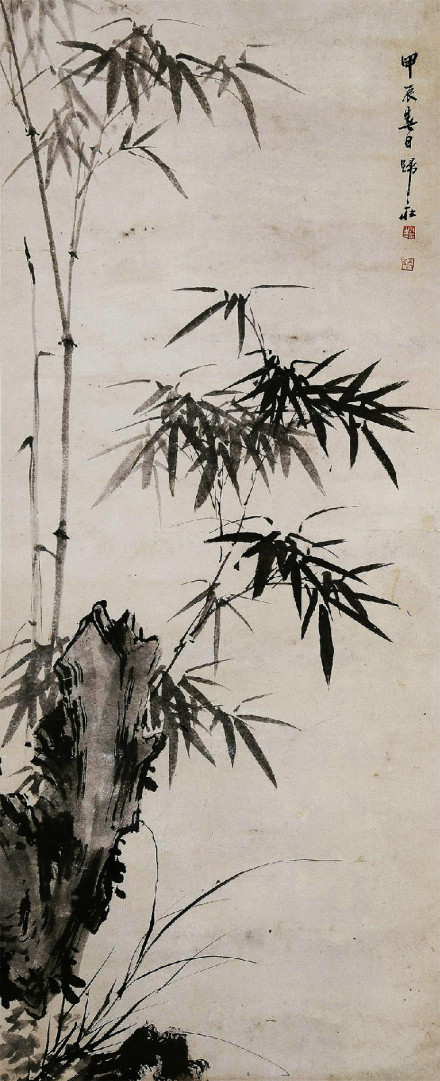 图1 明 归庄 竹石图 纸本立轴 金陵天渡楼收藏 图1 明 归庄 竹石图 纸本立轴 金陵天渡楼收藏