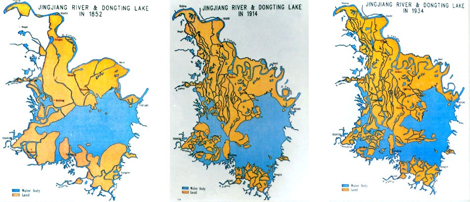 洞庭湖湖面演变图史
