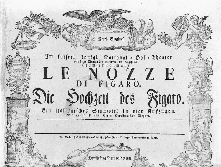 1786年5月1日《费加罗的婚礼》首演的节目单