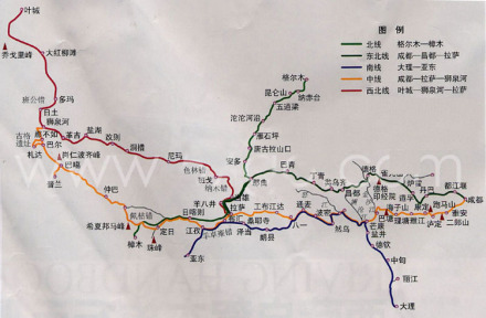 西藏地区公路路线图 西藏地区公路路线图