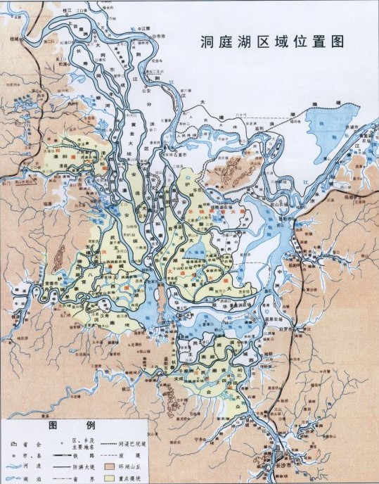 洞庭湖区域位置及水系图