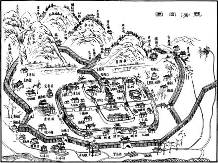 清乾隆《临潼县志·唐华清宫图》示意图
清乾隆《临潼县志·唐华清宫图》示意图