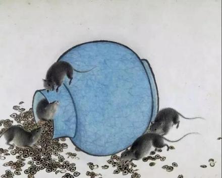 十二生肖图册之老鼠页【清.任预】 十二生肖图册之老鼠页【清.任预】