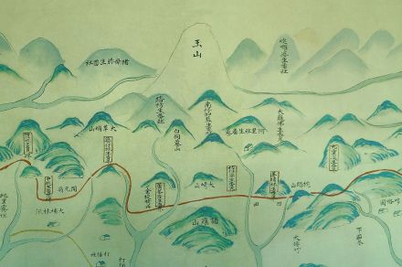 乾隆年间1760年《台湾民番界址图》诸罗城正后方的玉山 乾隆年间1760年《台湾民番界址图》诸罗城正后方的玉山