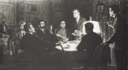 A·莫拉沃夫《在萨马拉马克思主义小组里(油画)》
A·莫拉沃夫《在萨马拉马克思主义小组里(油画)》