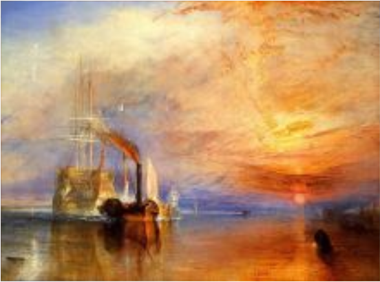 浪漫主义画家威廉·特纳所绘《被拖去解体的战舰无畏号》