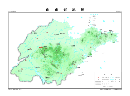 山东省日自然地理标准地图 山东省日自然地理标准地图