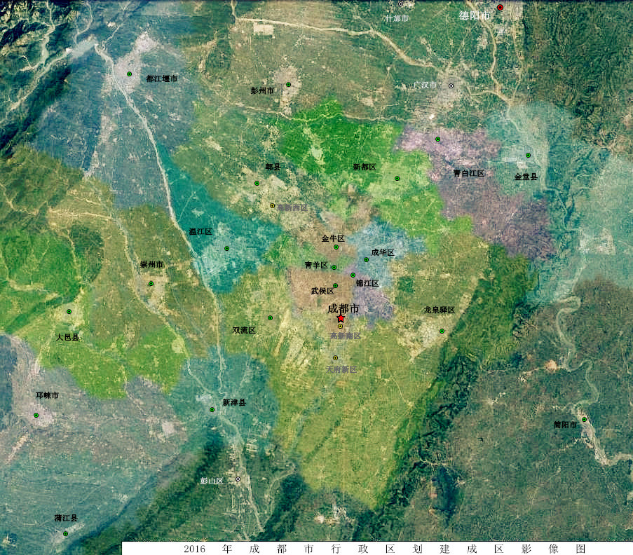 成都市行政区划影像图