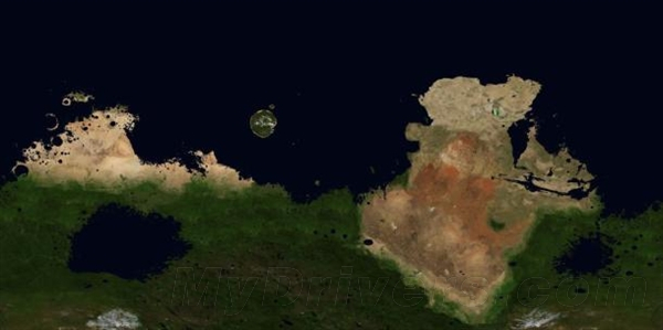 几十亿年前的火星地表被水覆盖的想象图