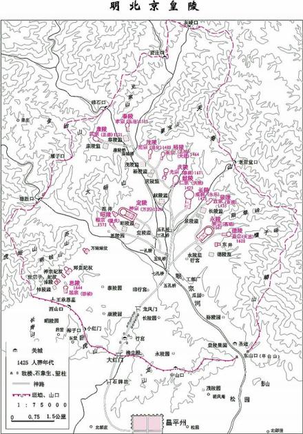 明十三陵地图 明十三陵地图