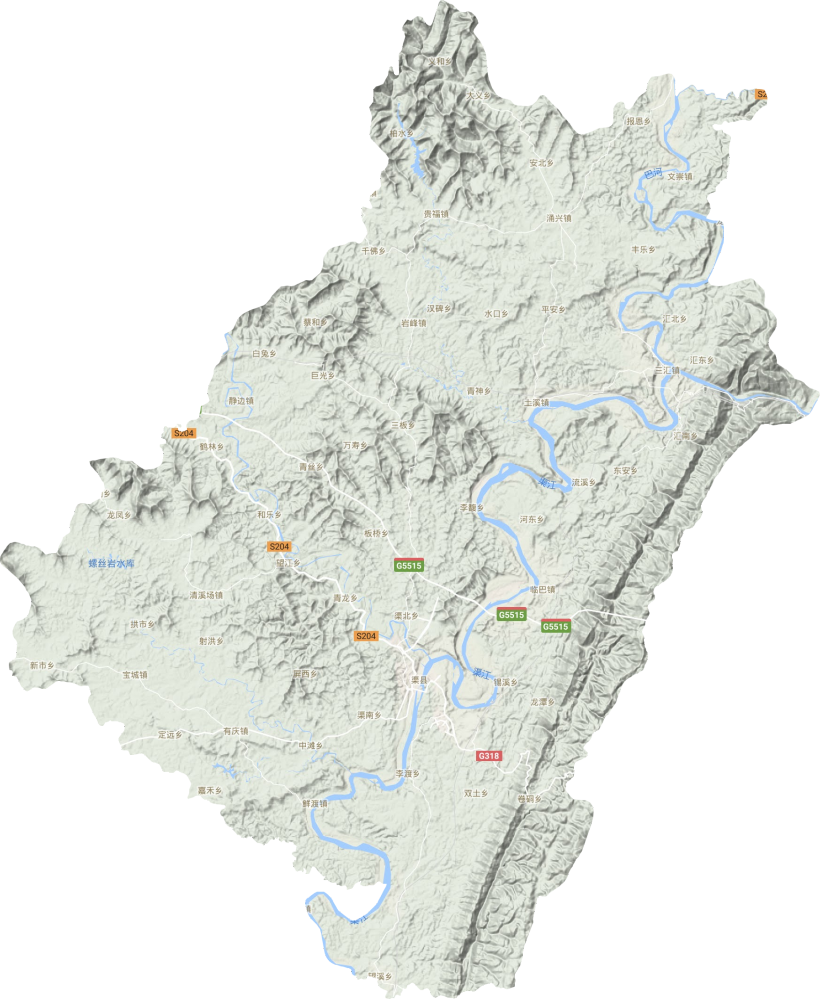 渠县地形图高清版大图