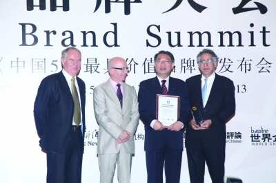 2013年亚洲品牌500强第170位