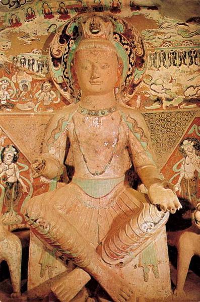 莫高窟第275窟交脚弥勒(北凉,412~460) 莫高窟第275窟交脚弥勒(北凉,412~460)