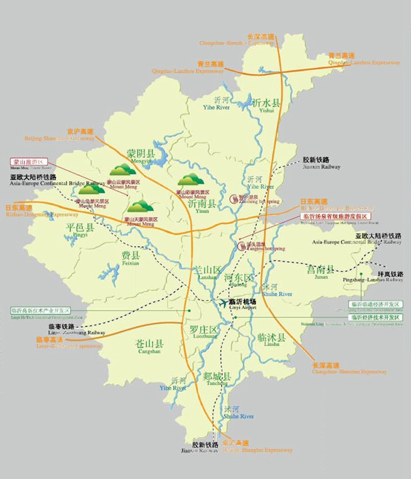 临沂行政区划示意图