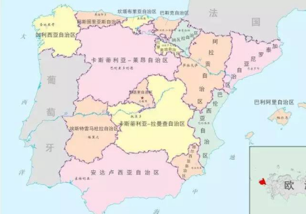 西班牙行政区划图 西班牙行政区划图