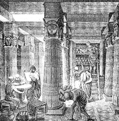 亚历山大里亚图书馆的内部想象图 亚历山大里亚图书馆的内部想象图