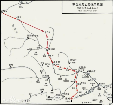 李自成败退路线 李自成败退路线