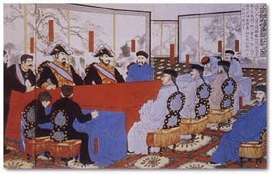 签订《马关条约》的情景
签订《马关条约》的情景