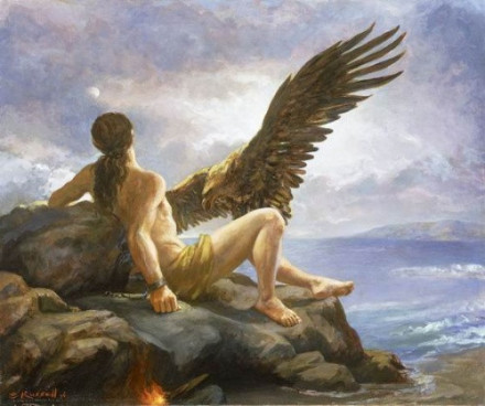 油画《被缚的普罗米修斯》 油画《被缚的普罗米修斯》