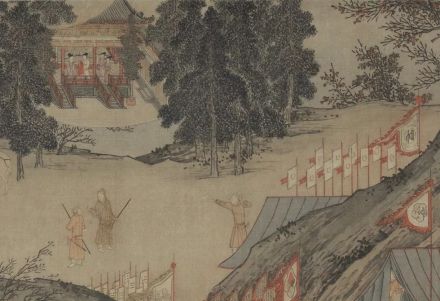 《中兴瑞应图》所描绘的钦宗授赵构御袍的梦境 《中兴瑞应图》所描绘的钦宗授赵构御袍的梦境