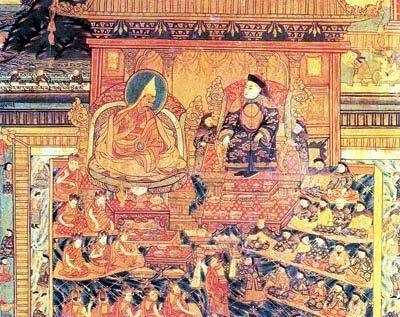 五世达赖朝见顺治帝 五世达赖朝见顺治帝