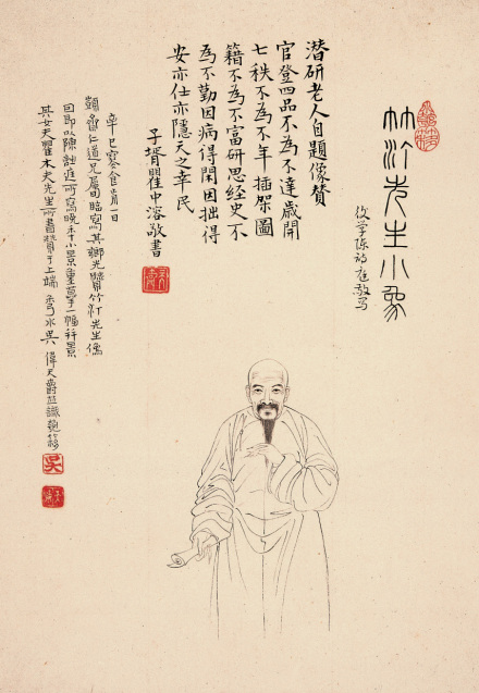 清代陈诗庭绘《潜研老人小像》 清代陈诗庭绘《潜研老人小像》
