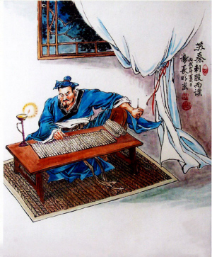 苏秦刺股图
苏秦刺股图