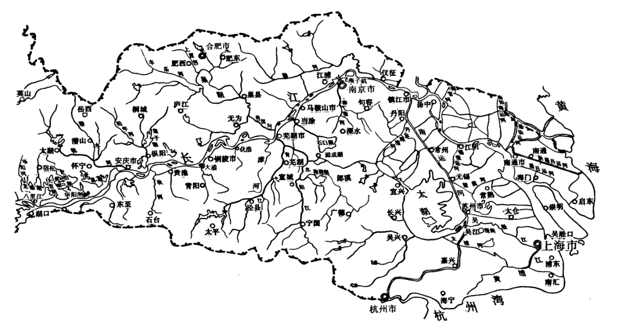 长江下游干流水系略图