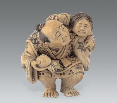 寒山、拾得的牙雕摆件 寒山、拾得的牙雕摆件