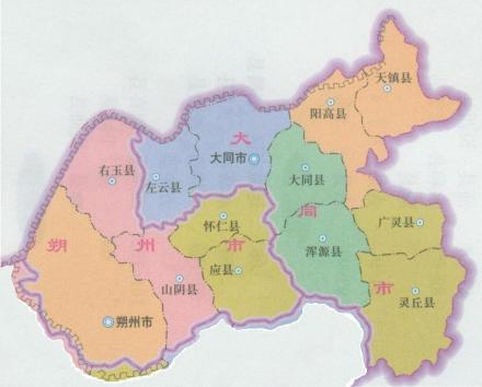 原雁北地区区县示意图 原雁北地区区县示意图